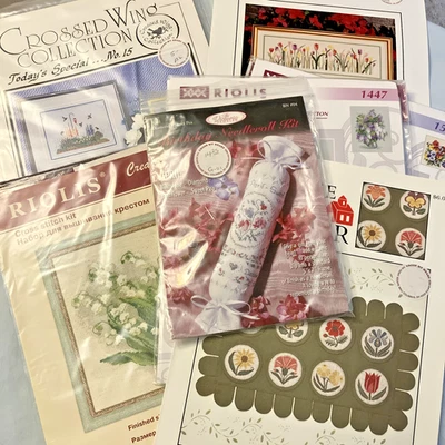 Cross Stitch Flowers Floral Charts 7 Packages 3 Sets 4 Patterns NEW - Image 1 of 4
