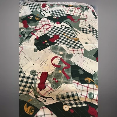 1993 Fabric Traditions~SEWING Theme Fabric,Scissors/Notions/Measure( 32’x44 Wide - Image 1 of 4