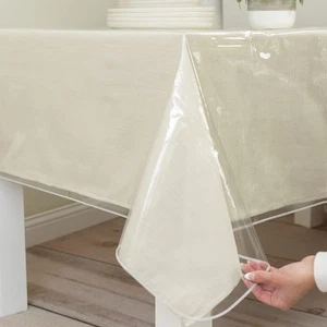 Heavy Duty Clear Plastic 100% Waterproof Tablecloth Protector, Vinyl Table Cl... - Picture 1 of 7