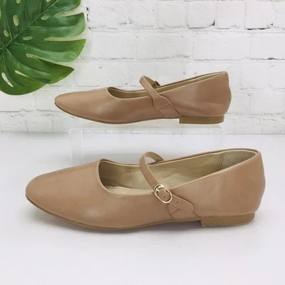 Zapatos planos de ballet Banana Republic Mary Jane para mujer 7 beige desnudo cuero vegano Foto 1 de 4