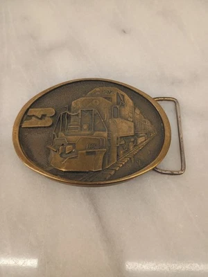 Jostens Burlington Northern Railroad Train Solid Brass Belt Buckle  - Image 1 of 4
