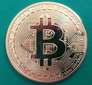 Pièce Un Bitcoin Or Plaqué Année 2013 Poids 14.64 G État Sup - Photo 1 sur 8