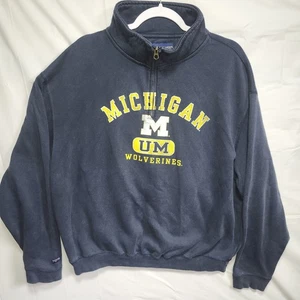 University Of Michigan Herren XL Jansport Quarter Zip Pullover Sweater Navy Blau - Bild 1 von 12