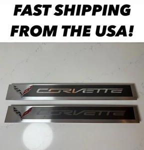 2014-2019 Chevy Corvette C7 Door Sill Scuff Entry Plates OEM GM 22789326 - Picture 1 of 17
