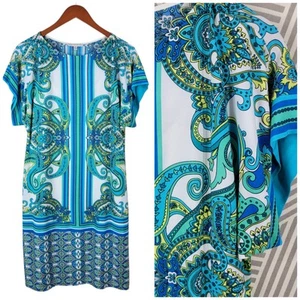 Sandra Darren Dress Size 12 career Party professional Stretch Blue Turquoise  - Picture 1 of 8
