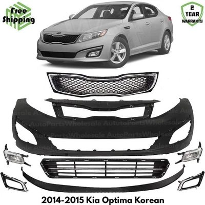 Front Bumper Cover Fascia & Grille Assembly Kit For 2014-2015 Kia Optima Korean Foto 1 de 4