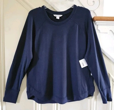 NEW ATHLETA Mindset Sweatshirt Navy Lightweight Active Size L Large NWT - Image 1 of 4