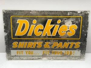 Vintage ATQ Dickies Hemden Hosen Workwear Spiegel Glas Schild Laden Display 16x10 RAR - Bild 1 von 9