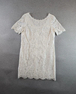 Boden Dress Size 10 Ivory Knee Length Eyelet Scalloped Long Lace Crochet - Image 1 of 4