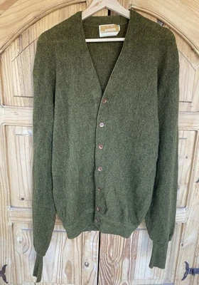 Vintage Jantzen Cardigan Sweater Brown Cobain Three Under Golfer XL Mohair Wool - Image 1 of 4