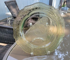 11" Vintage Federal Patrician Amber Yellow Depression Glass Serving Platter Dish - Picture 1 of 11