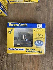 Brass Craft Push Connect 1/4 Turn Straight Valve G2PS14X C1 - Picture 1 of 3