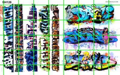 NH126 1/2 Set ESCALA N URBANO LG GRAFFITI VAGONES EDIFICIOS PAREDES MÁS Foto 1 de 4