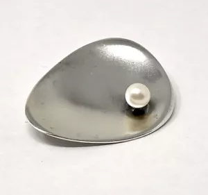 Vintage Frances Holmes Boothby Sterling Silver Modernist Shell FHB Brooch Pin - Picture 1 of 7