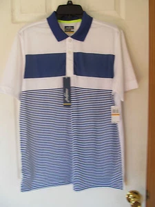 NWT Men's Jack Nicklaus Blue, White Striped Short Sleeved Polo Shirt Size Medium - Picture 1 of 6