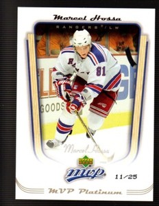 Marcel Hossa PLATINUM SCRIPT SERIAL #11/25 NEW YORK RANGERS 2005-06 Upper Deck