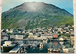 View Of Harbour Honningavag Norway Postcard F-5221-1 Unposted RPPC Aune Card - Picture 1 of 2