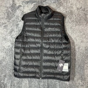 Eddie Bauer 650 Cirruslite Daunen gefütterte Weste Herren Large schwarz Idaho Credit Union - Bild 1 von 12