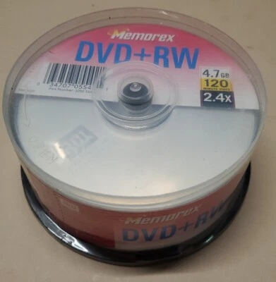 Memorex DVD+RW DVD RW 25 Pack 4.7 GB 2.4X 120 Min Brand New Rewritable Sealed - Image 1 of 3