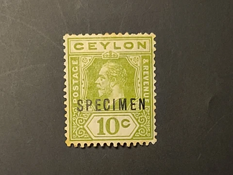 CEYLON Sri Lanka KGV SPECIMEN STAMP 10 CENTS MINT Cover