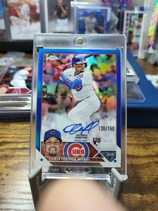 2023 Topps Chrome  CHRISTOPHER MOREL BLUE REFRACTOR AUTO #/150 RC Chicago Cubs