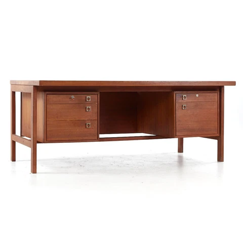 Arne Vodder Mid Century Danish Teak Executive Desk Cover