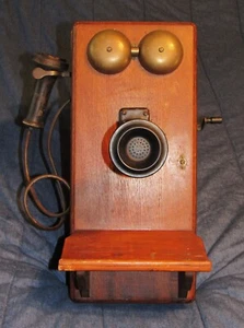 Antique Western Electric Oak Wood Hand Crank 5 Bar Wall Telephone 30's 40's - Picture 1 of 14