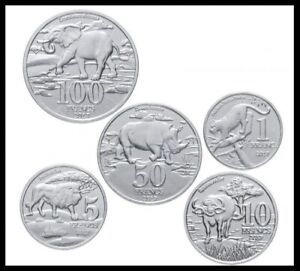 Katanga 5 Pcs UNC Coin Set, 1 5 10 50 100 Francs 2017