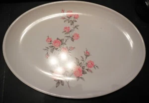 LIFETIME WARE WATERTOWN MELMAC 14"x10" FISH MEAT DINNER SERVING ROSE PLATTER - Picture 1 of 10