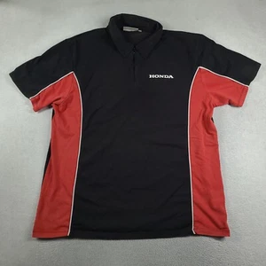 Honda Polo Shirt Short Sleeve Zip Size XL Black Faded Casual Genuine - Picture 1 of 10