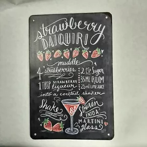 Strawberry Daiquiri Vintage Retro Tin Signs Wall Decor Metal Bar Plaque  - Picture 1 of 1