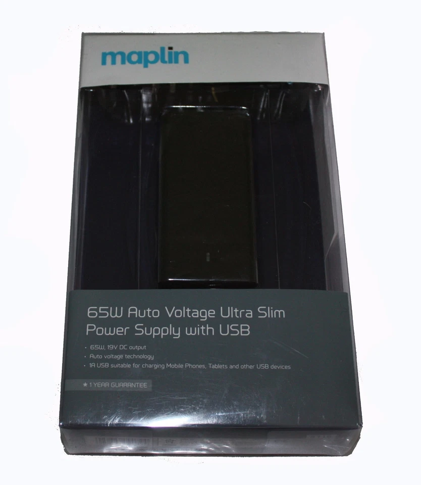 Maplin Ultra Slim 65W Universal Power Supply WITH USB & 10 Tips - RRP=£44.99 - Image 1 of 2