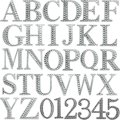 PEBBLE ELEVEN LARGE 5cm DIAMANTE GLITTER LETTERS NUMBERS STICKERS Self Adhesive Craft A-Z 0-9