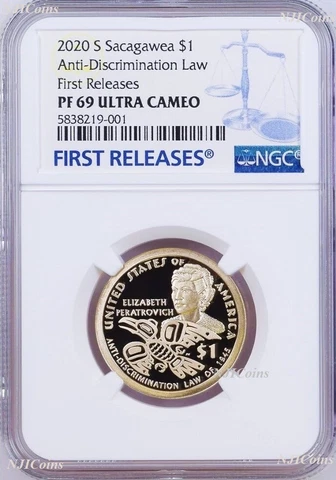 2020 S Sacagawea $1 Anti-Discrimination First Releases NGC PF69 Blue Label Proof Cover