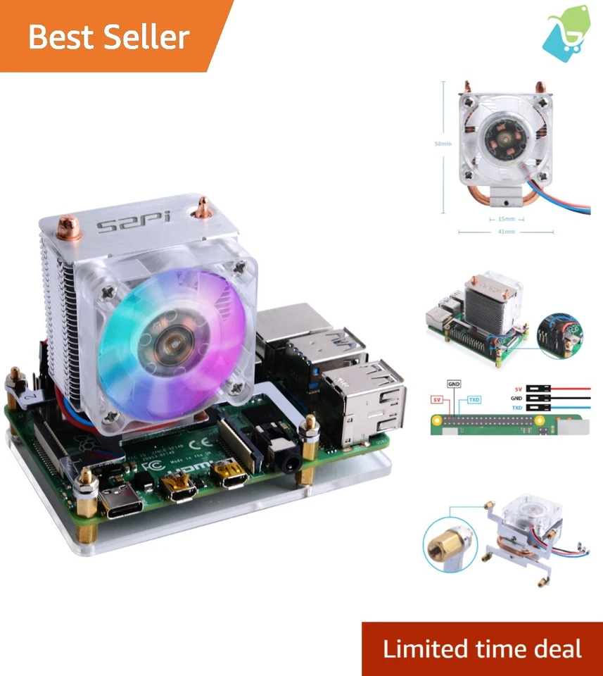 Premium Ice Tower Cooler: RGB Cooling Fan with Copper Heatsink for Raspberry Pi - Image 1 of 4