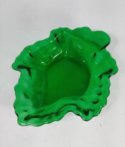 ANCHOR HOCKING GLASS FOREST GREEN LEAF SHAPE CANDY / NUT BOWL 1950-1956 - Picture 1 of 10