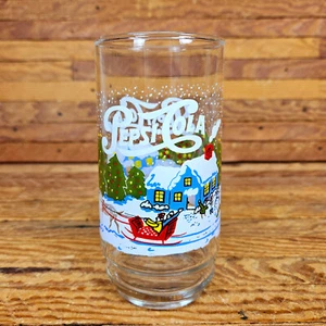 Vintage New Pepsi-Cola Christmas Sleigh Ride Drinking Glasses NOS New Old Stock - Picture 1 of 12