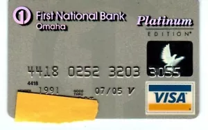 First National Bank of Omaha Platinum Edition Visa Credit Card Expired in 1989 - Picture 1 of 2
