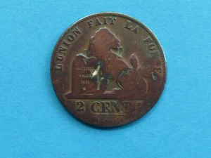 2 CENTIMES CENTS MÜNZE BELGIEN 1845 KÖNIG LEOPOLD I. PREMIER ROI DES BELGES SS-S - Bild 1 von 2