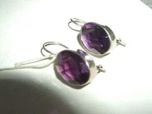 ORECCHINI MONACHELLA AMETISTA VIOLA SFACCETTATA ARGENTO 925 SILVER STERLING - Foto 1 di 6