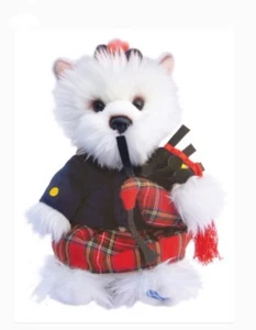Peluche escocés WEST HIGHLAND TERRIER TARTAN PIPER - 12"" Perro Blanco Suave Relleno - Imagen 1 de 1