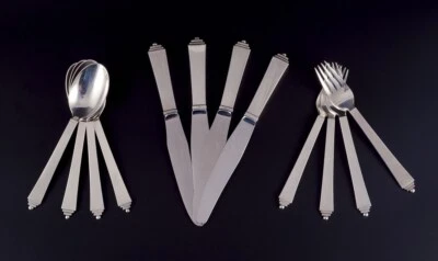 Georg Jensen Pyramid. Complete dinner service for four people. Sterling silver. - Image 1 of 4