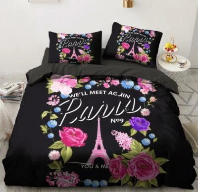 Taies d'oreiller de lit 3D Tour Eiffel pivoine ZHUB729 housse de couette Queen King Zoe - Photo 1/4