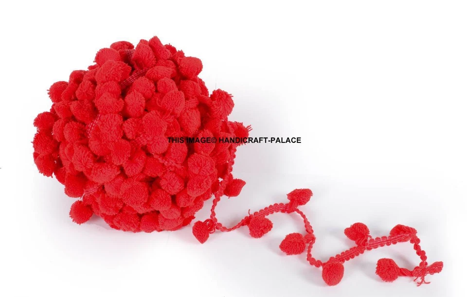 25 Yards Pom Pom Trim Ball Fringe Ribbon Crafting Sewing Accessory Lace DIY 2cm - Image 1 of 1