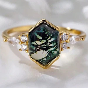 Elegant Cubic Zirconia Wedding Jewelry Women Yellow Gold Plated Rings Size 6-10 - Picture 1 of 8