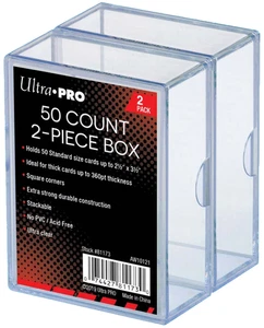 2 Ultra Pro 50 Count Clear Two Piece Card Storage Boxes Case Sports Slider New - Picture 1 of 1