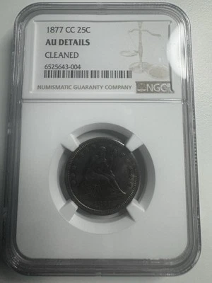1877 CC Seated Liberty Quarter NGC AU Details - Image 1 of 4