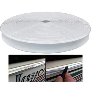 1" White Vinyl Insert Molding Trim Screw Cover RV Camper Travel 100 ft - Bild 1 von 3