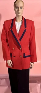 Vintage 1980’s Red & Navy Blue Women’s Blazer Shoulder Pads Gr. 12 - Bild 1 von 17