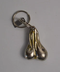 Vintage Metal Testicles Keychain Gay Interest Gag Gift Balls Men's Humor - Picture 1 of 9